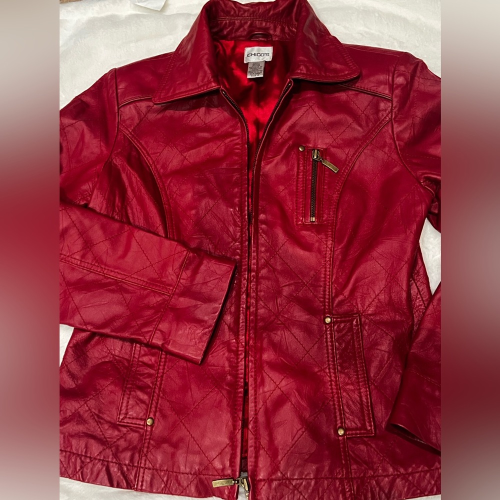 Chico’s Vintage red leather jacket